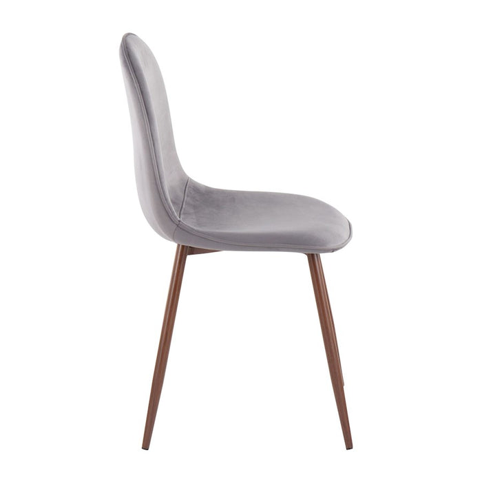 LumiSource Pebble Chair, Set of 2 in Walnut Metal/Grey Velvet