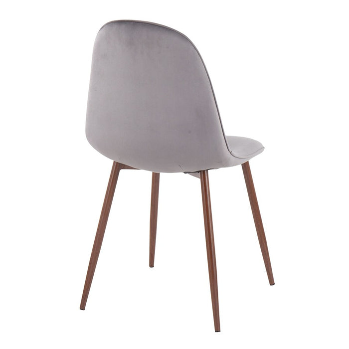 LumiSource Pebble Chair, Set of 2 in Walnut Metal/Grey Velvet