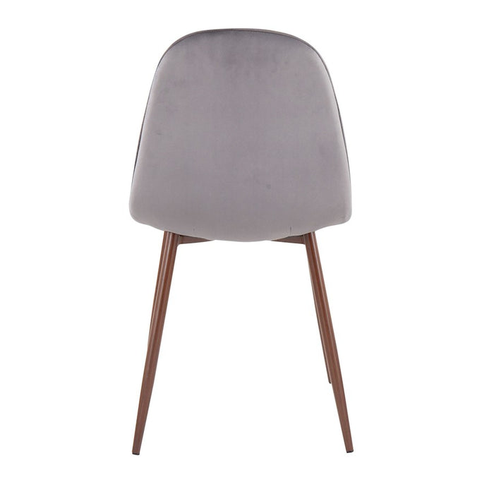 LumiSource Pebble Chair, Set of 2 in Walnut Metal/Grey Velvet