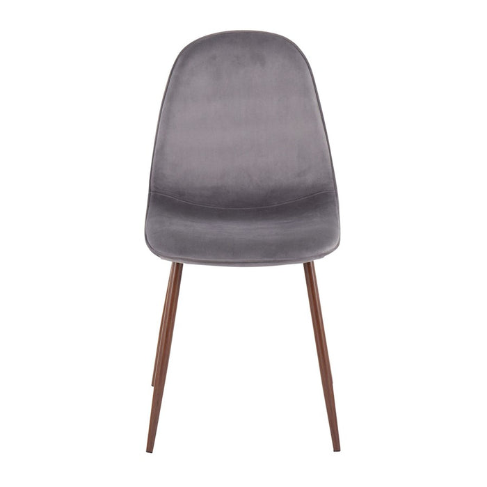 LumiSource Pebble Chair, Set of 2 in Walnut Metal/Grey Velvet