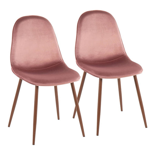 LumiSource Pebble Chair, Set of 2 in Walnut Metal/Pink Velvet - CH-PEBBLEWLVPK2
