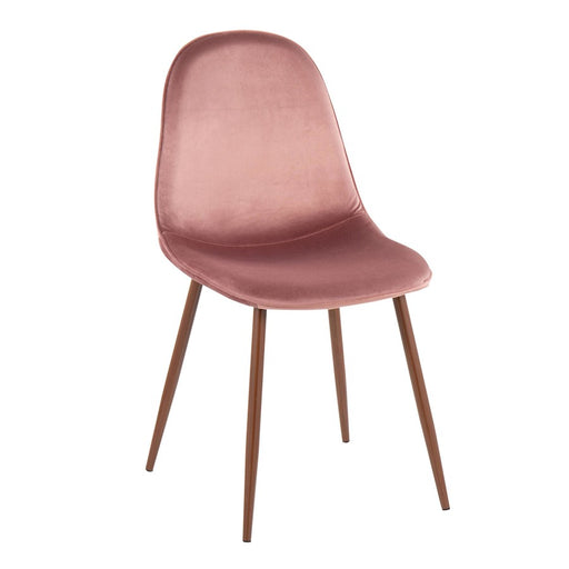 LumiSource Pebble Chair, Set of 2 in Walnut Metal/Pink Velvet