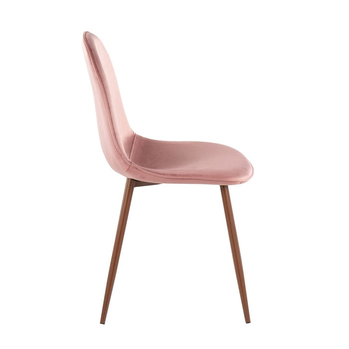LumiSource Pebble Chair, Set of 2 in Walnut Metal/Pink Velvet