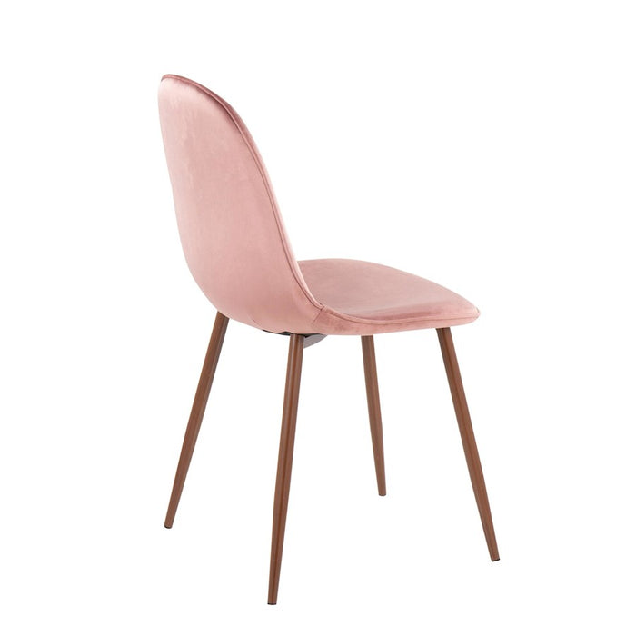 LumiSource Pebble Chair, Set of 2 in Walnut Metal/Pink Velvet