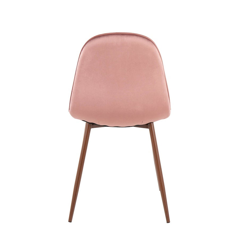 LumiSource Pebble Chair, Set of 2 in Walnut Metal/Pink Velvet