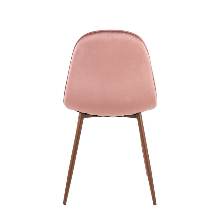 LumiSource Pebble Chair, Set of 2 in Walnut Metal/Pink Velvet
