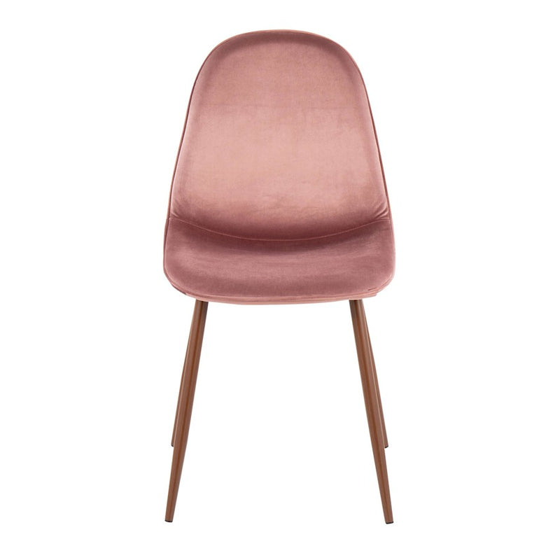 LumiSource Pebble Chair, Set of 2 in Walnut Metal/Pink Velvet