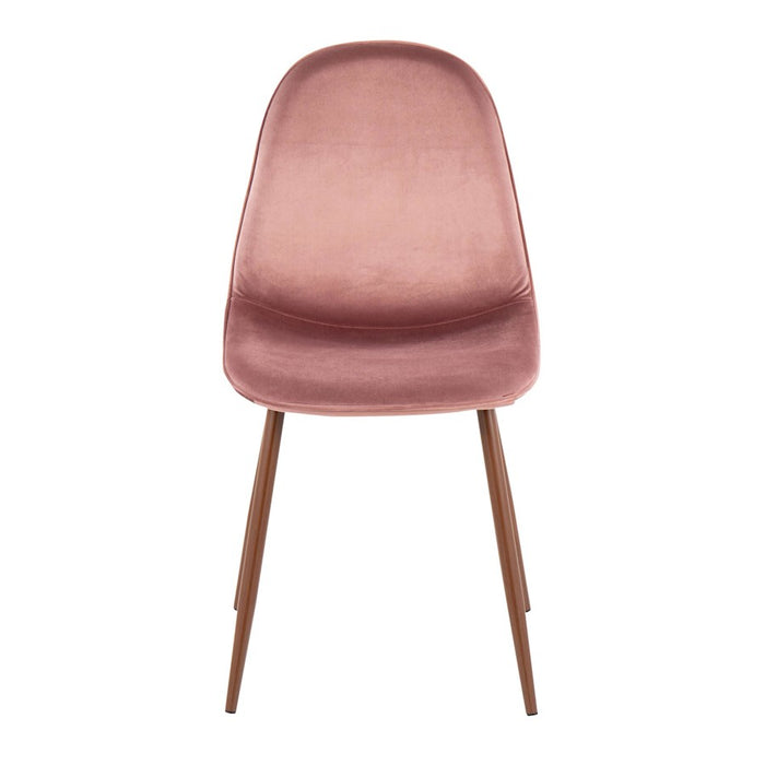 LumiSource Pebble Chair, Set of 2 in Walnut Metal/Pink Velvet