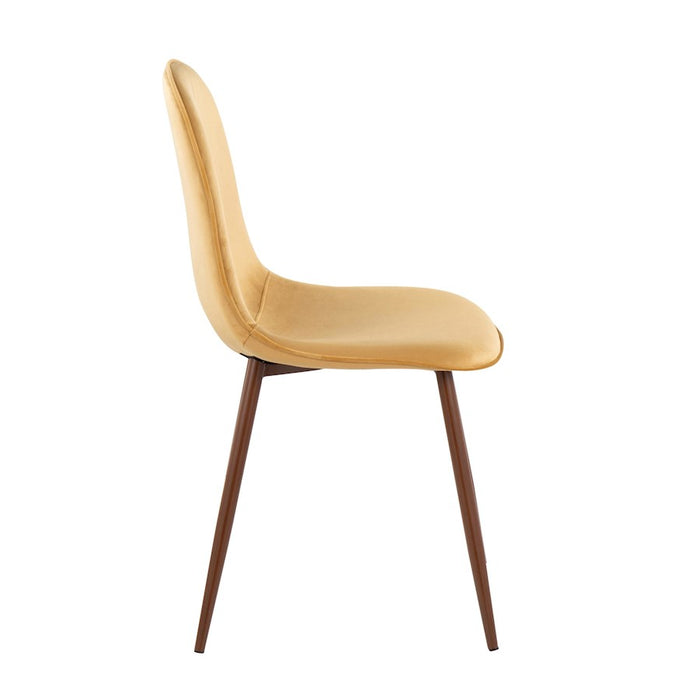 LumiSource Pebble Chair, Set of 2 in Walnut Metal/Yellow Velvet