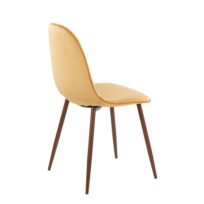 LumiSource Pebble Chair, Set of 2 in Walnut Metal/Yellow Velvet
