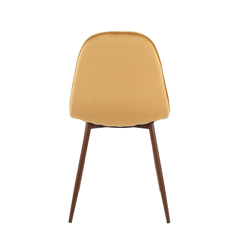 LumiSource Pebble Chair, Set of 2 in Walnut Metal/Yellow Velvet