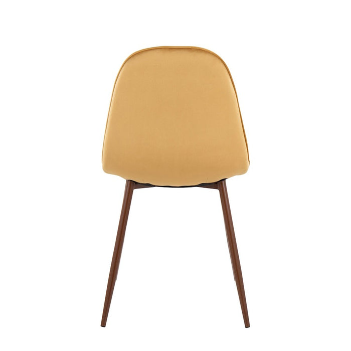 LumiSource Pebble Chair, Set of 2 in Walnut Metal/Yellow Velvet