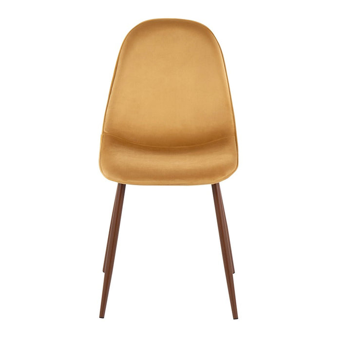 LumiSource Pebble Chair, Set of 2 in Walnut Metal/Yellow Velvet