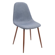 LumiSource Pebble Dining/Accent Chair Set of 2 | Mid-Century Walnut and Blue Fabric | Dining Room & Living Room Seating | Model CH-PEBWL-BU2