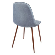 LumiSource Pebble Dining/Accent Chair Set of 2 | Mid-Century Walnut and Blue Fabric | Dining Room & Living Room Seating | Model CH-PEBWL-BU2