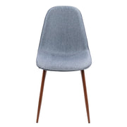 LumiSource Pebble Dining/Accent Chair Set of 2 | Mid-Century Walnut and Blue Fabric | Dining Room & Living Room Seating | Model CH-PEBWL-BU2