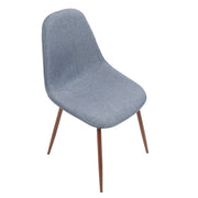 LumiSource Pebble Dining/Accent Chair Set of 2 | Mid-Century Walnut and Blue Fabric | Dining Room & Living Room Seating | Model CH-PEBWL-BU2