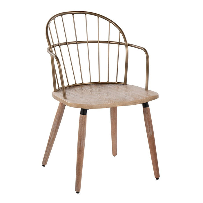 LumiSource Riley Chair, Antique Copper Metal/White Washed Wood - CH-RILEYANCUWW