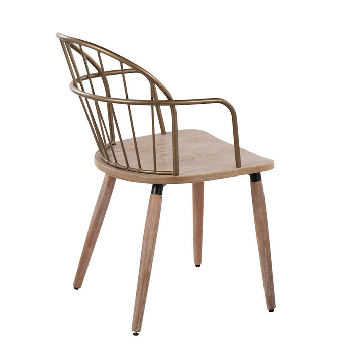 LumiSource Riley Chair, Antique Copper Metal/White Washed Wood