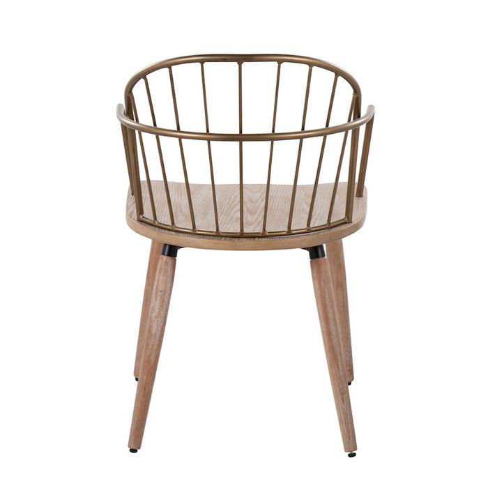 LumiSource Riley Chair, Antique Copper Metal/White Washed Wood
