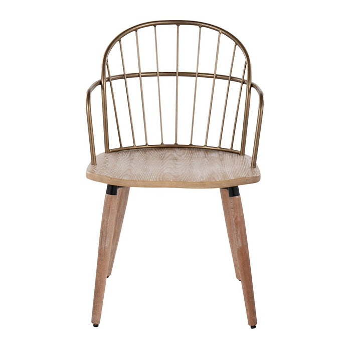 LumiSource Riley Chair, Antique Copper Metal/White Washed Wood