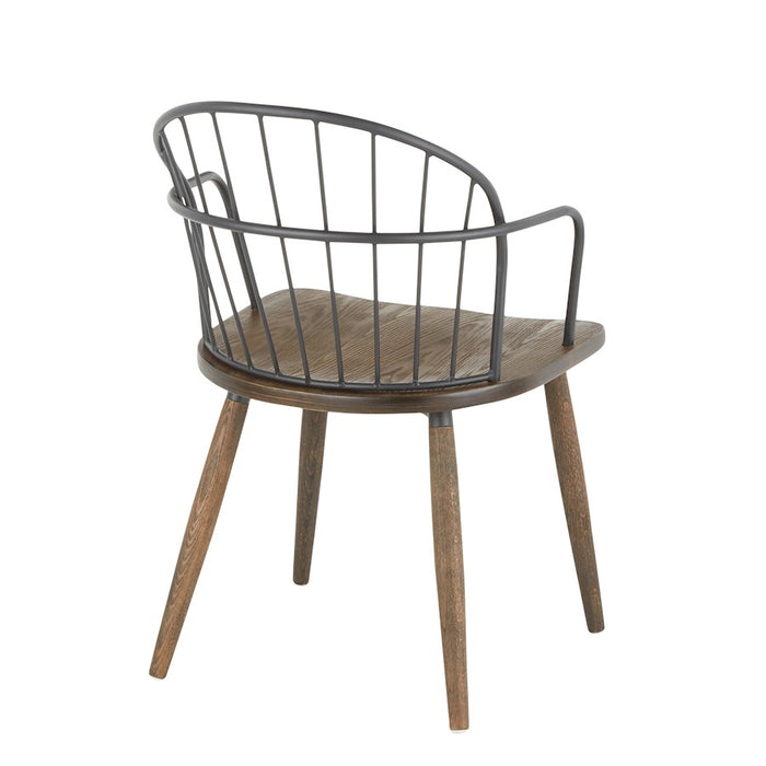 LumiSource Riley Chair, Dark Walnut Wood/Black Metal