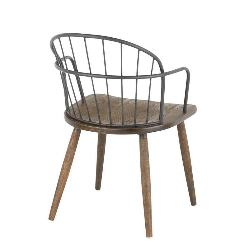 LumiSource Riley Dining Chair | Dark Walnut Wood and Black Metal | Kitchen & Dining Room Seating | 20 x 22 x 30 in | Model CH-RILEYBNBK