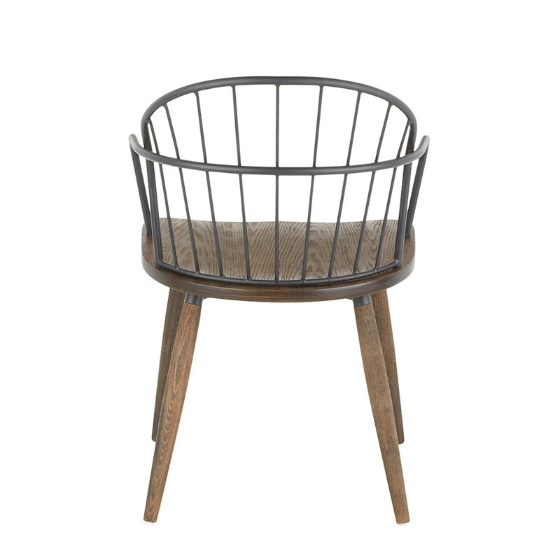 LumiSource Riley Chair, Dark Walnut Wood/Black Metal