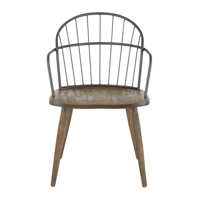 LumiSource Riley Chair, Dark Walnut Wood/Black Metal