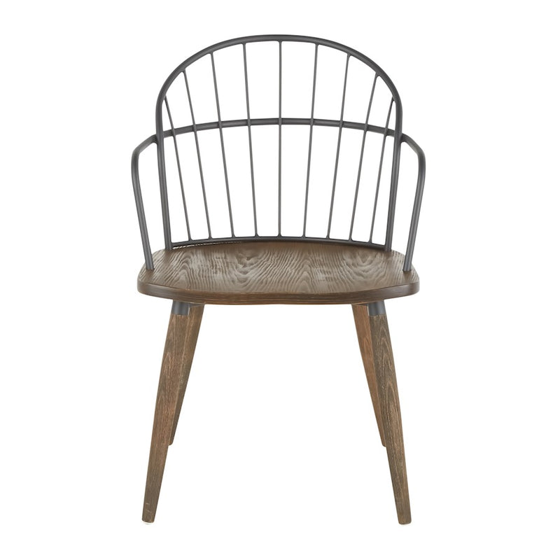 LumiSource Riley Dining Chair | Dark Walnut Wood and Black Metal | Kitchen & Dining Room Seating | 20 x 22 x 30 in | Model CH-RILEYBNBK
