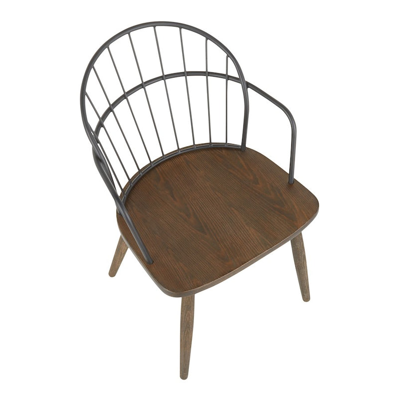LumiSource Riley Chair, Dark Walnut Wood/Black Metal
