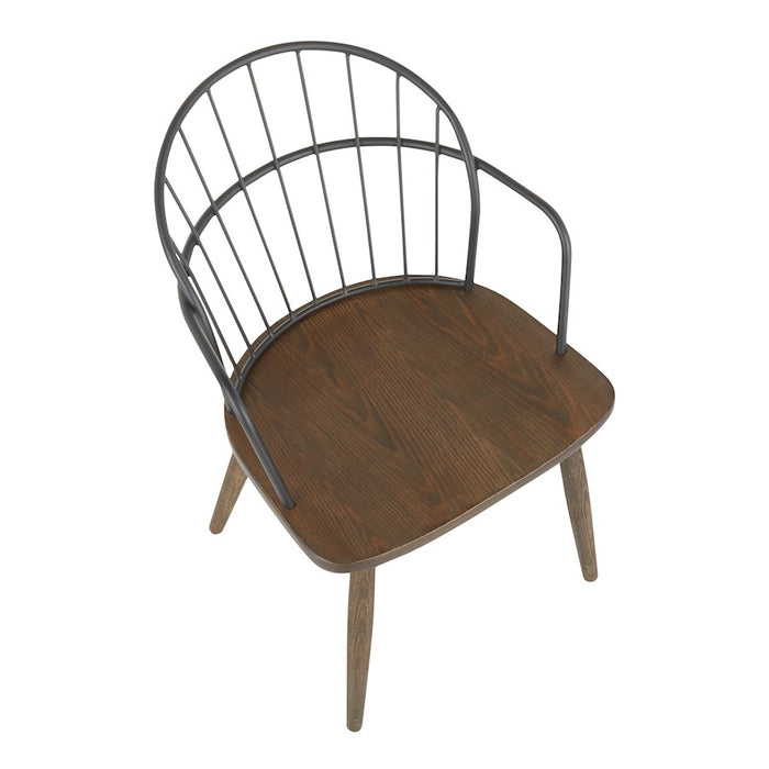 LumiSource Riley Chair, Dark Walnut Wood/Black Metal
