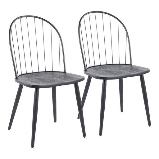 LumiSource Riley High Back Chair, Set of 2, Black/Black Wood - CH-RILEYHBBKBK2