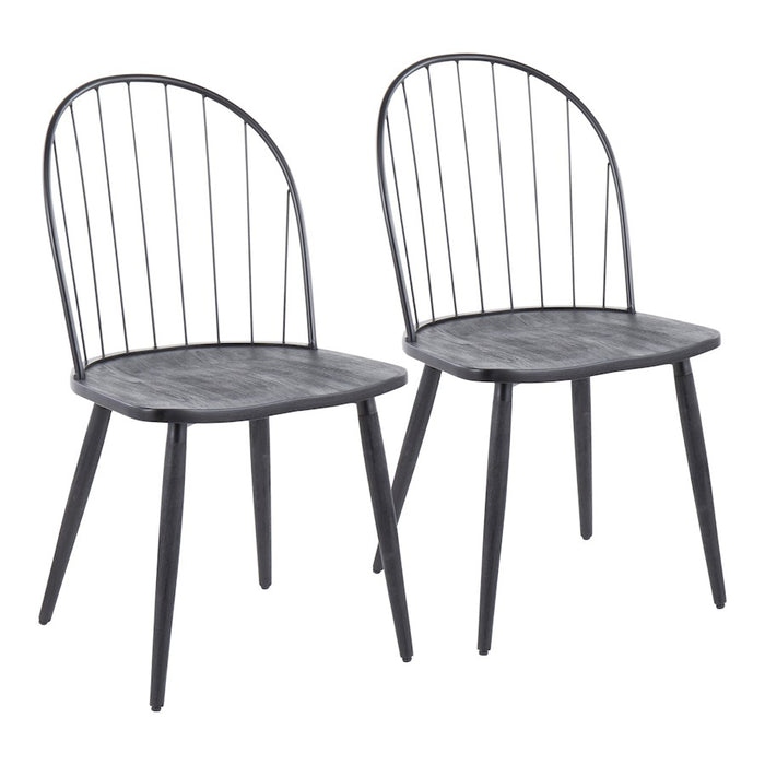 LumiSource Riley High Back Chair, Set of 2, Black/Black Wood - CH-RILEYHBBKBK2