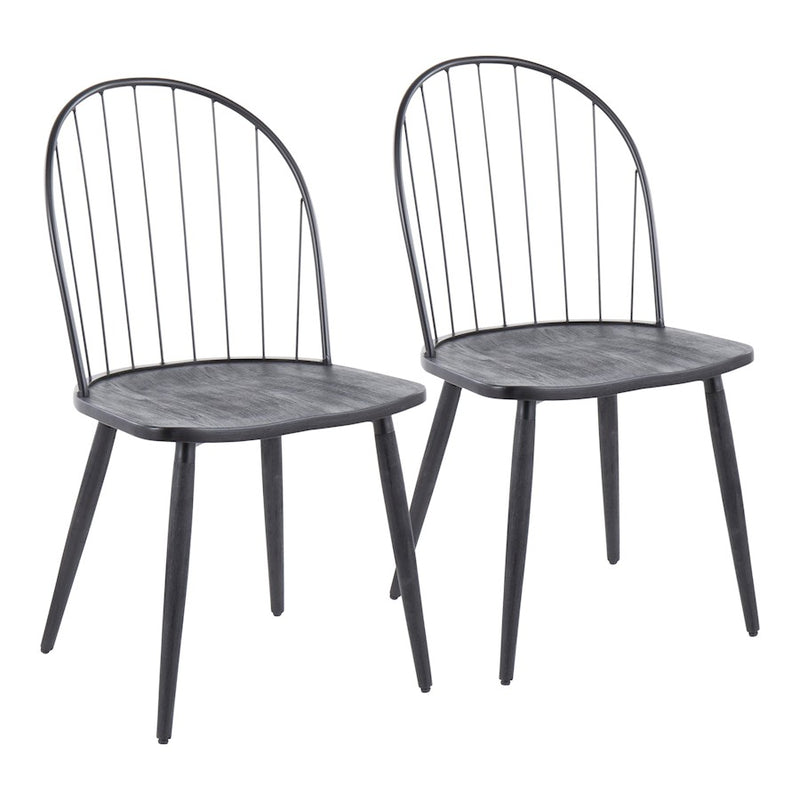 LumiSource Riley High Back Chair Set of 2 | Black Metal and Black Wood | Dining Room & Kitchen Seating | 19 x 21 x 35 in | Model CH-RILEYHBBKBK2