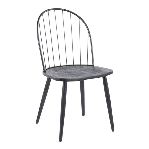 LumiSource Riley High Back Chair, Set of 2, Black/Black Wood