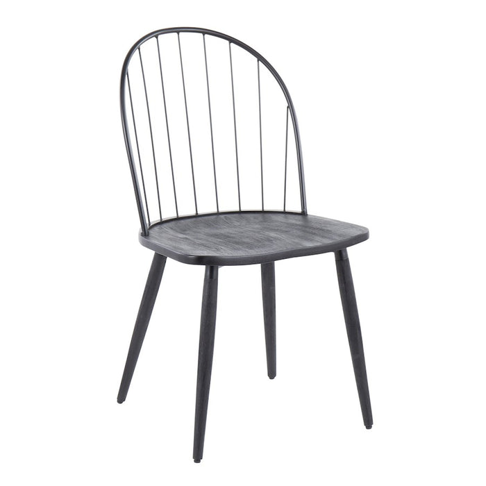 LumiSource Riley High Back Chair, Set of 2, Black/Black Wood
