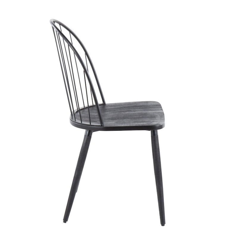 LumiSource Riley High Back Chair, Set of 2, Black/Black Wood