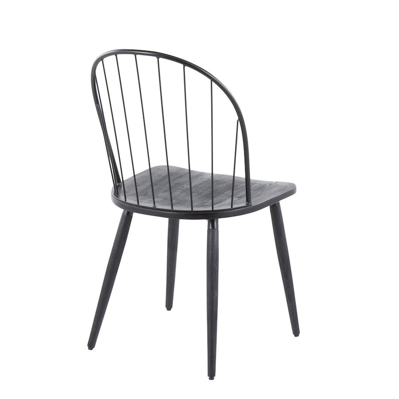 LumiSource Riley High Back Chair, Set of 2, Black/Black Wood