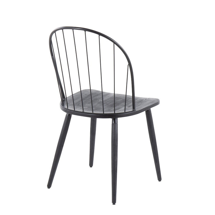 LumiSource Riley High Back Chair, Set of 2, Black/Black Wood