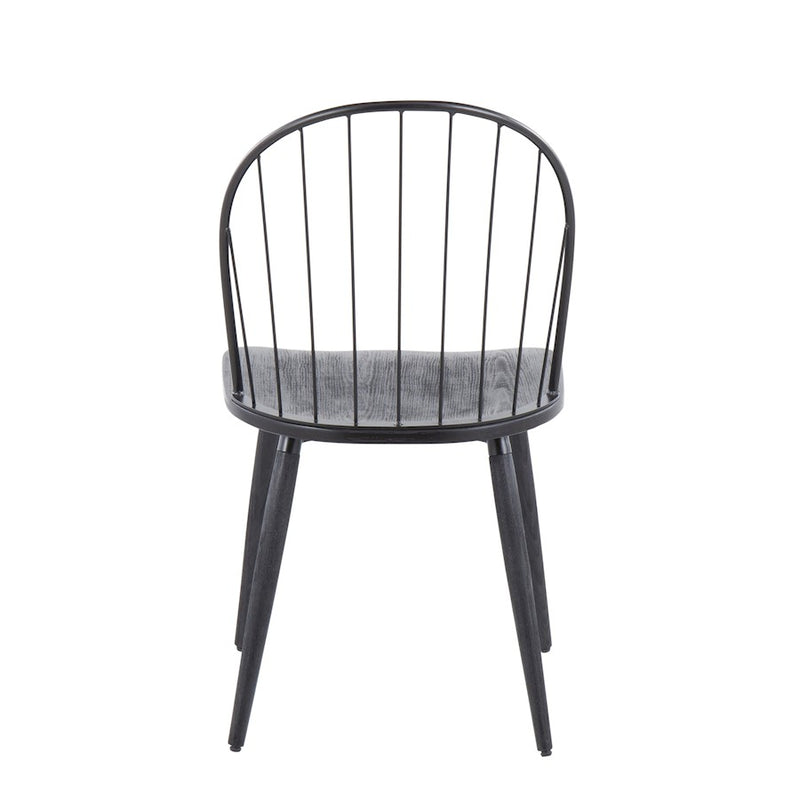 LumiSource Riley High Back Chair Set of 2 | Black Metal and Black Wood | Dining Room & Kitchen Seating | 19 x 21 x 35 in | Model CH-RILEYHBBKBK2