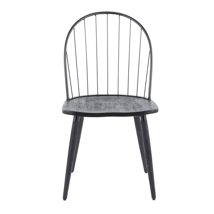 LumiSource Riley High Back Chair, Set of 2, Black/Black Wood