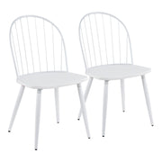 LumiSource Riley High Back Chair, Set of 2, White/White Wood - CH-RILEYHBWW2