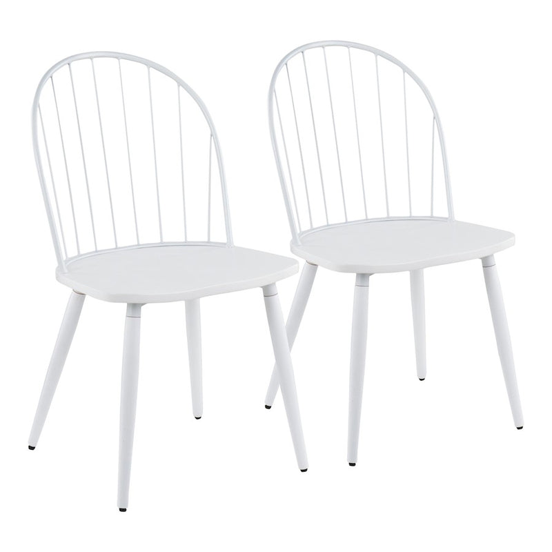 LumiSource Riley High Back Chair, Set of 2, White/White Wood - CH-RILEYHBWW2