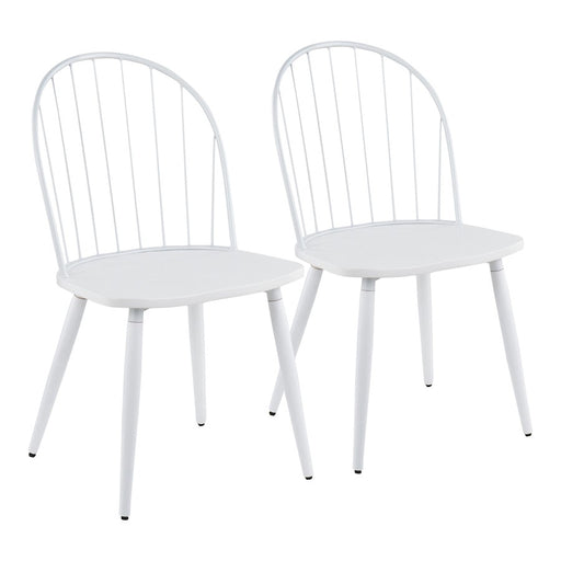 LumiSource Riley High Back Chair, Set of 2, White/White Wood - CH-RILEYHBWW2