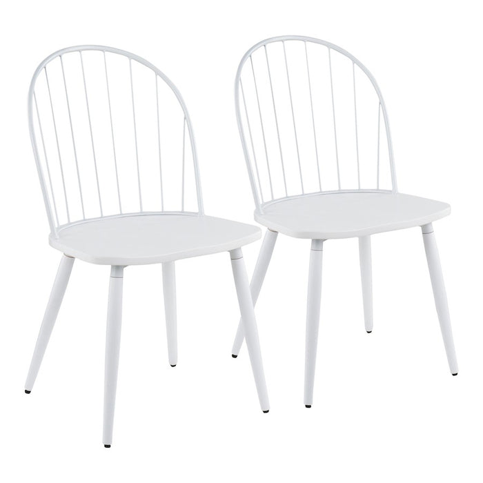 LumiSource Riley High Back Chair, Set of 2, White/White Wood - CH-RILEYHBWW2