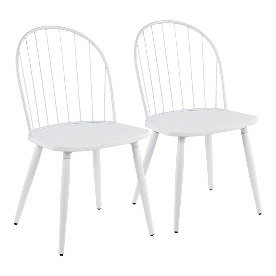 LumiSource Riley High Back Chair, Set of 2, White/White Wood - CH-RILEYHBWW2