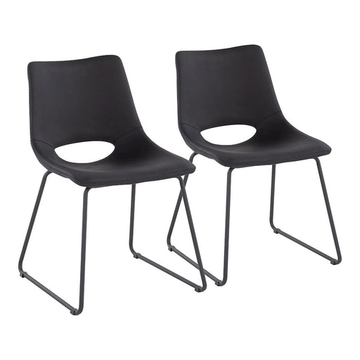 LumiSource Robbi Dining Chair, Set of 2 in Black Steel/Black PU - CH-ROBBIBKBK2