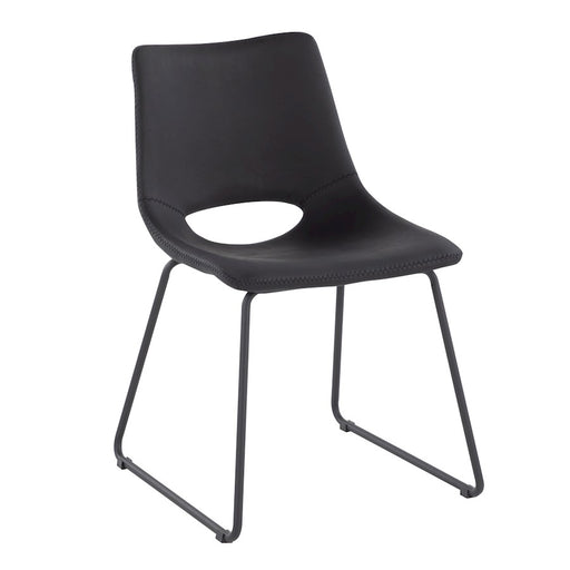 LumiSource Robbi Dining Chair, Set of 2 in Black Steel/Black PU