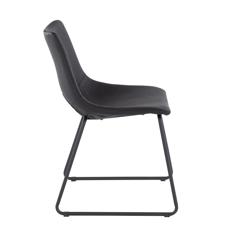 LumiSource Robbi Dining Chair, Set of 2 in Black Steel/Black PU